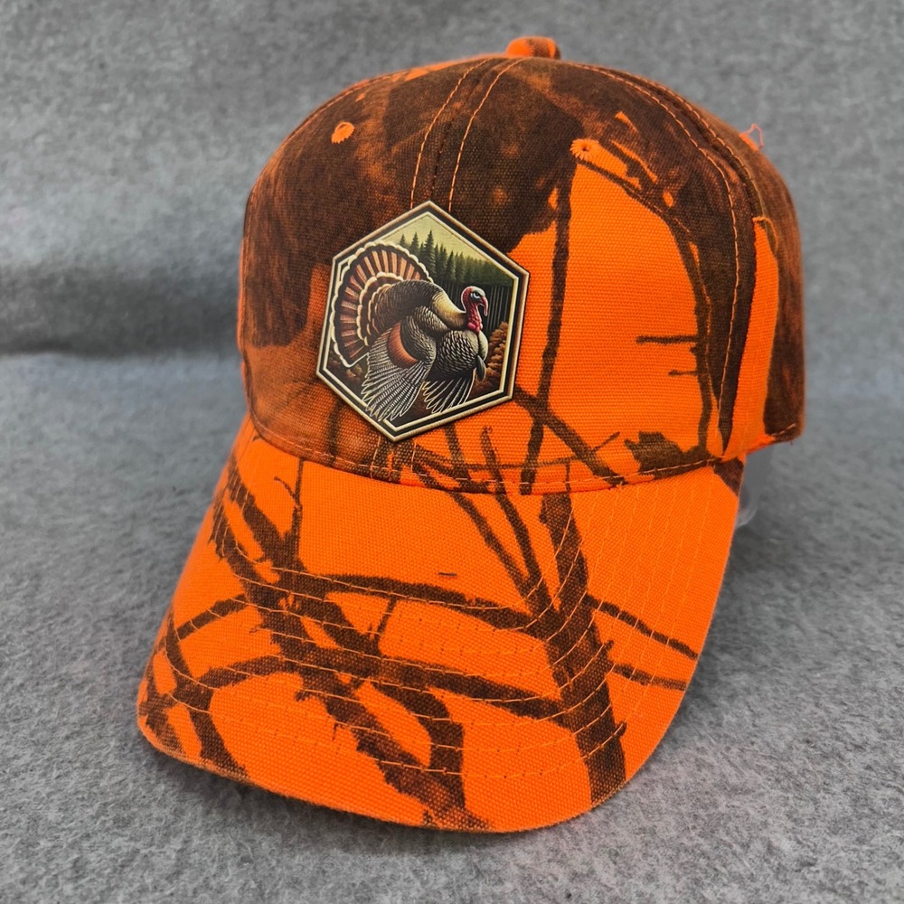 Turkey Patch Mens Orange Camo Signatures Hunting Hat Snapback OSFM